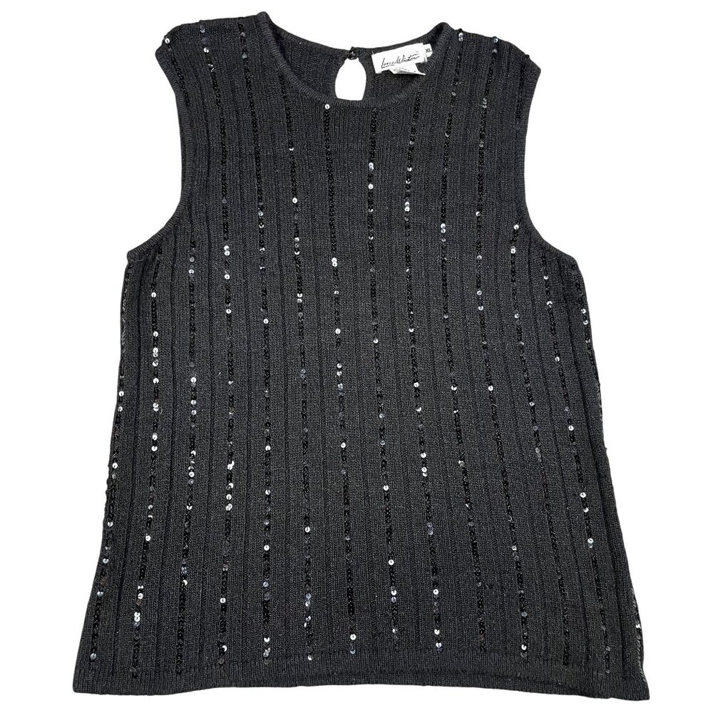 VTG Laura Winston Silk & Angora Blend Sequins‎ Sleeveless Sweater Sz XL